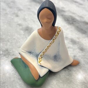 Handcrafted Ceramic Slip-Cast Figurine – Southwestern Faceless Woman